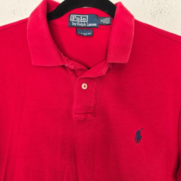 Polo Ralph Lauren Mens Polo Shirt Medium Red Custom Fit Performance Golf Preppy - Picture 5 of 9